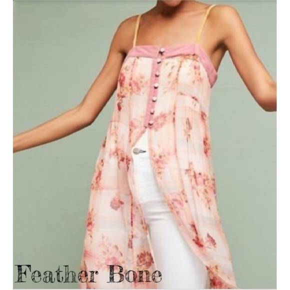 Anthropologie Tops - Feather Bone by Anthropologie Sheer Floral Top